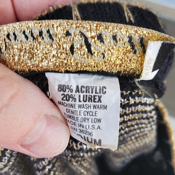 Dana Scott Metallic Floral Long Sleeve Black and Gold Vintage Sweater Top NWOT - Picture 4 of 17